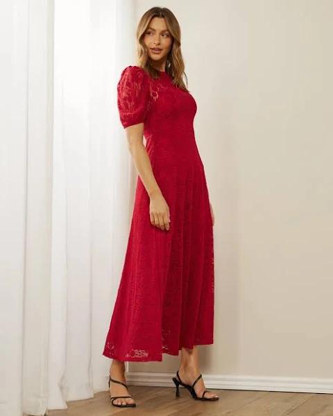 Atmos&Here - Women's Red Maxi Dresses - Jaimie Lace Maxi Dress - Size 16 at The Iconic