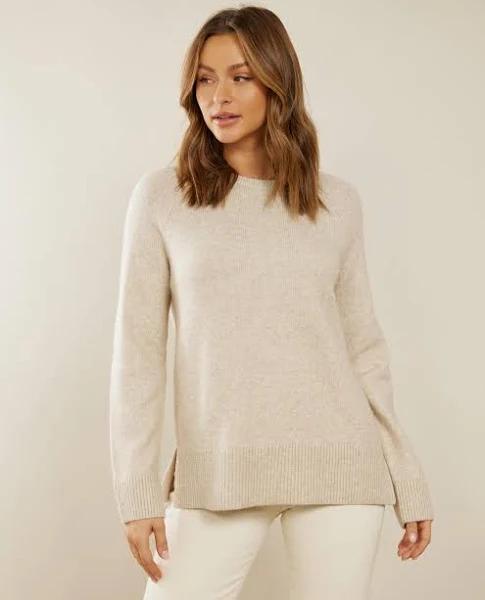Atmos&Here - Women's White Jumpers - Joanna Wool Blend Split Hem Knit - Size 6 at The Iconic