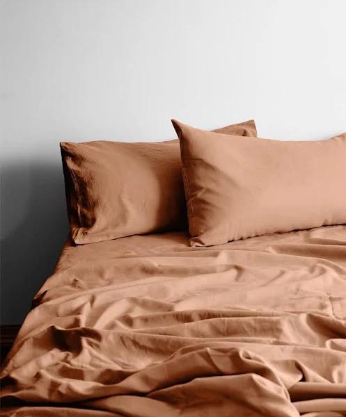 Aura Home Maison Vintage Sheet Set Hazelnut Brown Queen Size
