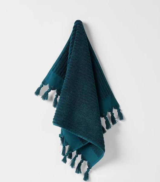 Aura Home Paros Rib Bath Towel Range in Indian Teal Hand Towel