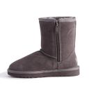 AUS Wooli UGG Mid Calf Zip-Up Sheepskin Boot - Grey