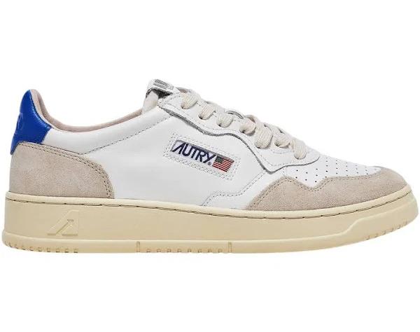Autry Medalist Leather Suede Low White Azure Beige