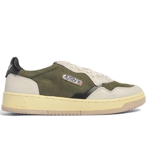 Autry - Medalist Suede and Corduroy Trainers - Mens - Green Multi
