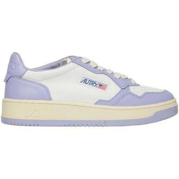 Autry White and Blue Leather 01 Low Sneakers