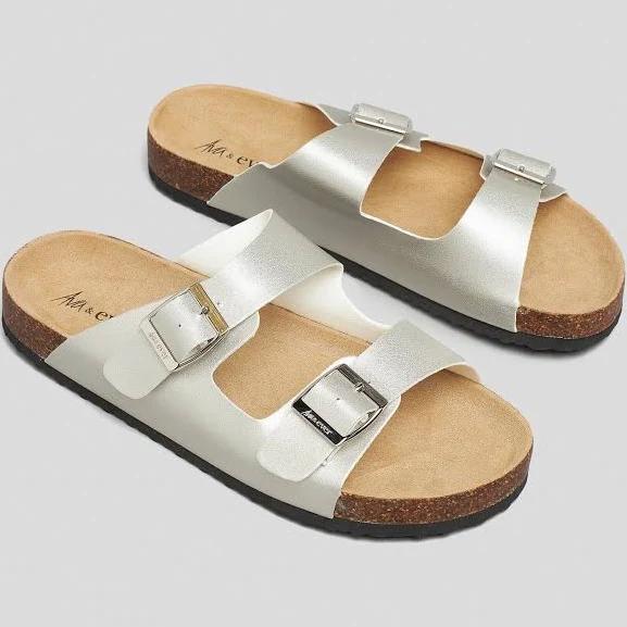 Ava and Ever Women's Cortina Slides Sandals in Silver | Size 06