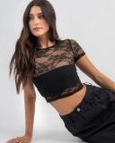 Ava and Ever Women's Modernity Lace Baby T-Shirt in Black | Size 10