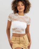 Ava and Ever Women's Modernity Lace Baby T-Shirt in White | Size 08
