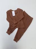 Baby/Toddler Brown Waffle Long Sleeve Top & Pant Set 3-6m
