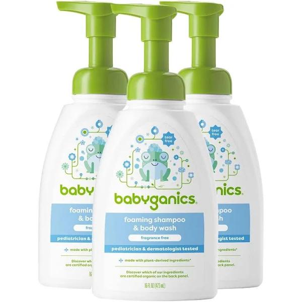 Babyganics Baby Shampoo and Body Wash, Fragrance Free, 3 Pack