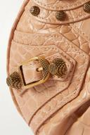 Balenciaga Le Cagole Xs Studded Croc-effect Leather Shoulder Bag - Beige - One Size