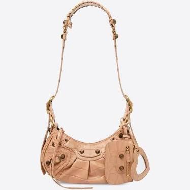 Balenciaga Le Cagole XS Studded croc-effect Leather Shoulder Bag - Women - Beige Mini Bags