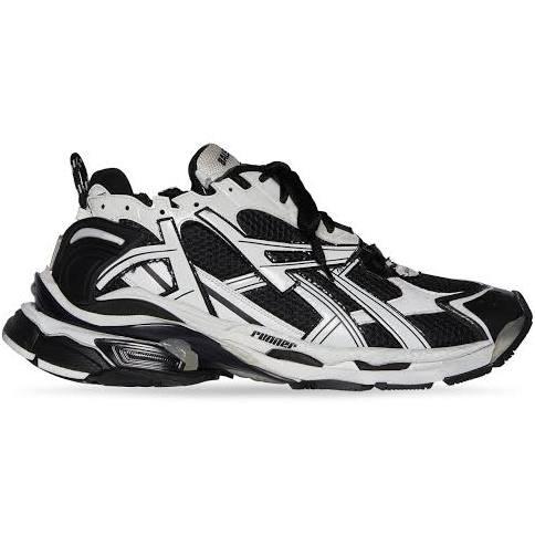 Balenciaga Men, Runner Sneakers, Black and White, AU 11, Sneakers, Materialmix