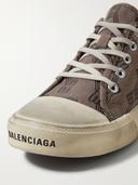 Balenciaga - Paris Bb-logo Canvas Trainers - Mens - Grey