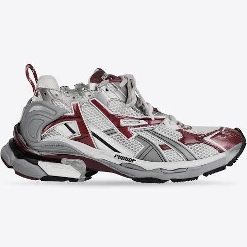 Balenciaga - Runner Mesh and Faux Leather Trainers - Womens - Burgundy