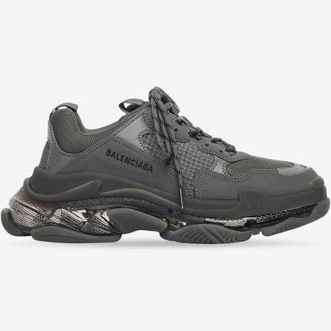 Balenciaga Triple S Clear Sole Sneaker - Grey & Silver - Woman - 41 - Polyester & Polyurethane
