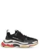 Balenciaga - Triple S Faux-Leather and Mesh Trainers - Mens - Black