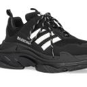 Balenciaga | Women 60mm Triple S Faux Leather Sneakers Black/White 35