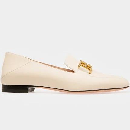Bally Ellah Flat Leather Loafers in Bone - Multi - 38.5
