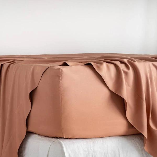 Bamboo Fitted Sheet in Terracotta by I Love Linen - Queen x 40cm