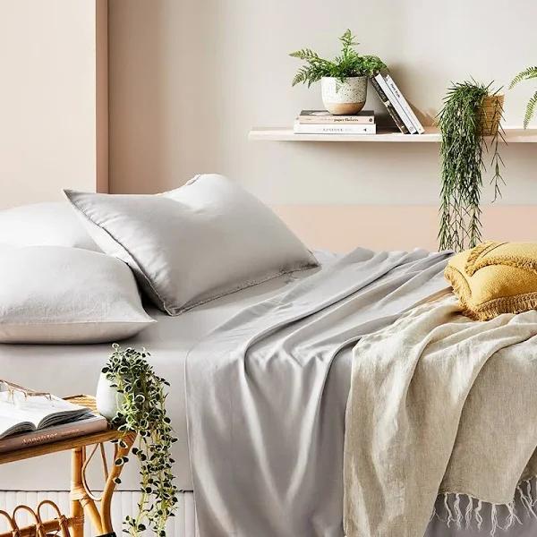Bamboo Linen Silver Sheet Separates - Super Queen Fitted Sheet