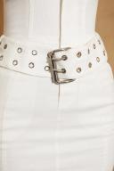 Bandeau Belted Linen Mini Dress in White, 18