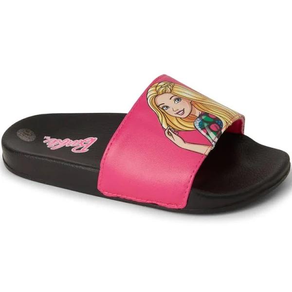 Barbie Kids Print Slides - Pink & Black - Size 10