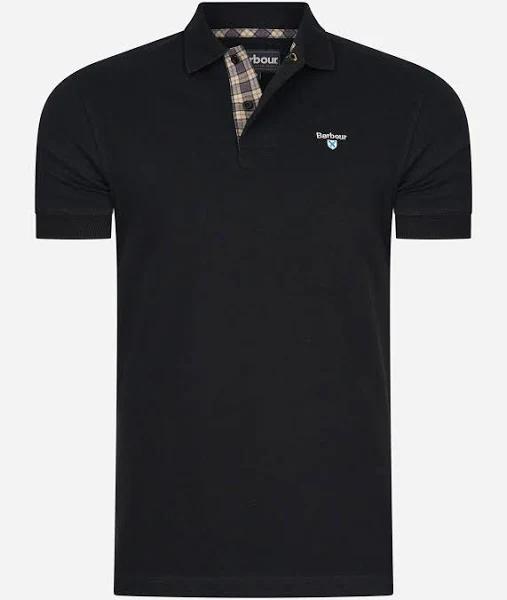 Barbour Tartan Placket Polo Shirt - Black