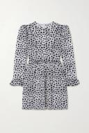 Batsheva Ruffled Flocked Tulle Mini Dress - Women - White Dresses - L