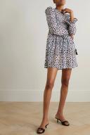 Batsheva Ruffled Flocked Tulle Mini Dress - Women - White Dresses - S