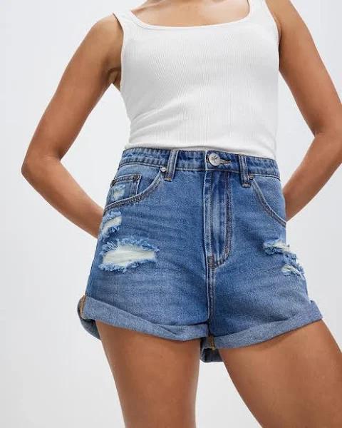 Bay Blue Bandit High Waist Denim Short