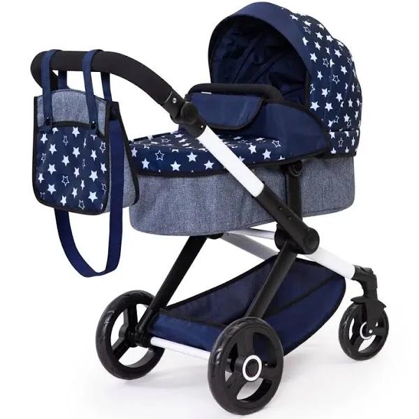 Bayer Xeo Compact Doll Pram - Dark Blue With White Stars