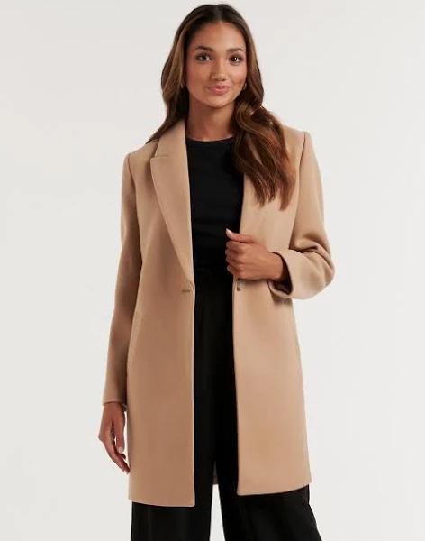 Becca Petite Single-Breasted Coatigan in Camel, Size 6