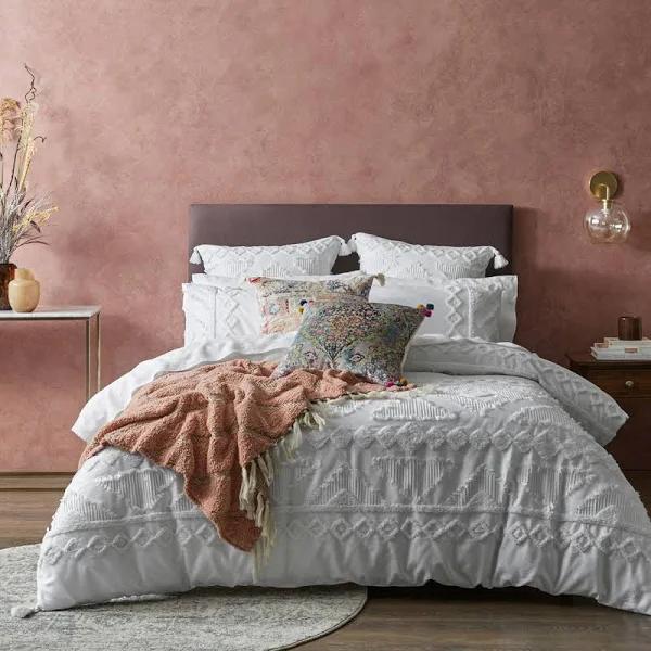 Bed Bath N' Table Corina Textured Cotton Queen Quilt Cover - White by Bed Bath N' Table