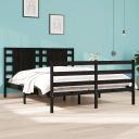 Bed Frame Black Solid Wood Pine 137x187 cm Double Size vidaXL