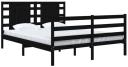 Bed Frame Black Solid Wood Pine 137x187 cm Double Size vidaXL