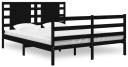 Bed Frame Black Solid Wood Pine 137x187 cm Double Size vidaXL