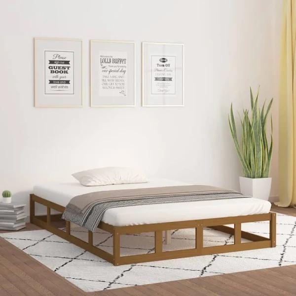 Bed Frame Honey Brown 137x187 cm Double Size Solid Wood vidaXL