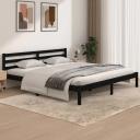 Bed Frame Solid Wood Pine 183x203 cm King Size Black