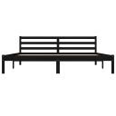 Bed Frame Solid Wood Pine 183x203 cm King Size Black