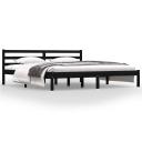 Bed Frame Solid Wood Pine 183x203 cm King Size Black