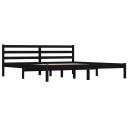 Bed Frame Solid Wood Pine 183x203 cm King Size Black