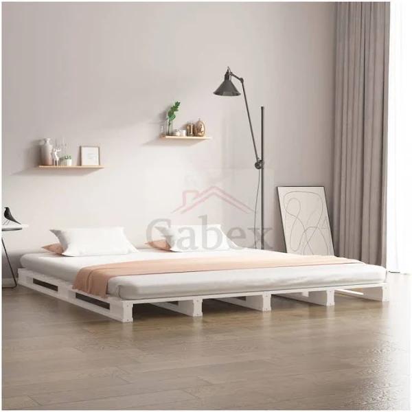 Bed Frame White 137x187 cm Double Size Solid Wood Pine