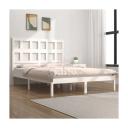 Bed Frame White Solid Wood Pine 137x187 cm Double Size vidaXL