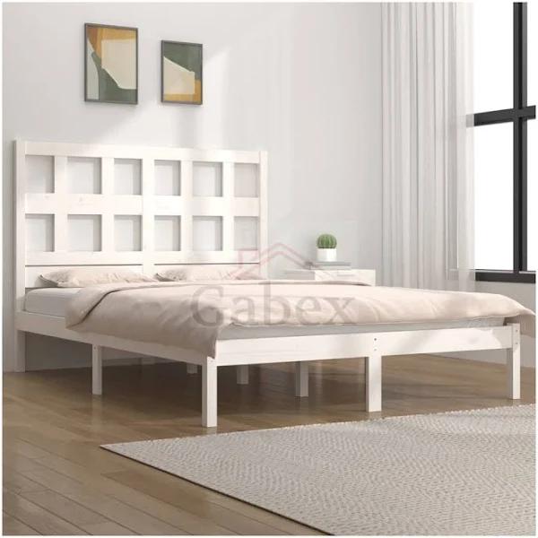 Bed Frame White Solid Wood Pine 137x187 cm Double Size vidaXL