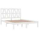 Bed Frame White Solid Wood Pine 137x187 Double Size vidaXL