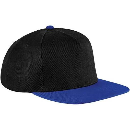 Beechfield Unisex Original Flat Peak Snapback Cap Black/Royal Blue One Size