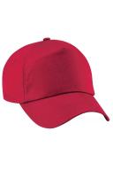 Beechfield Unisex Plain Original 5 Panel Baseball Cap Classic Red One Size