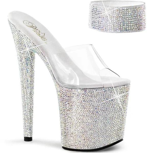 BEJEWELED-712RS Clear/Silver Rhinestone Platform Sandal 10