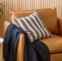 Belgian Navy & Linen Stripe Vintage Washed Linen Cushion - Cushion