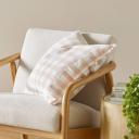 Belgian Nude Pink & White Check Vintage Washed Linen Cushion - Cushion